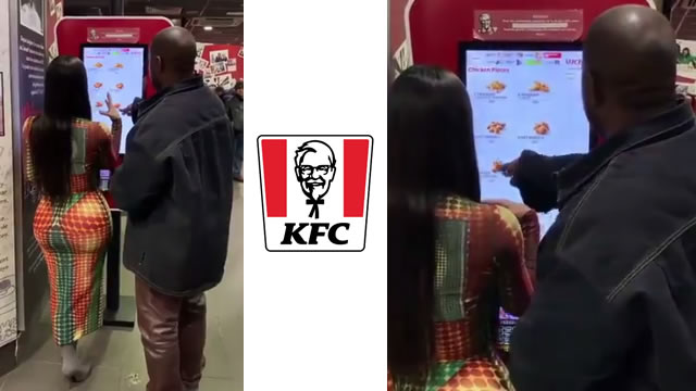 Kanye West & Kim Kardashian West across the KFC board in París