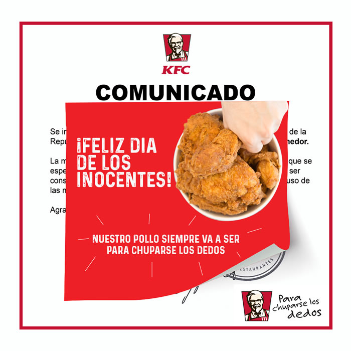 Develación Comunicado KFC
