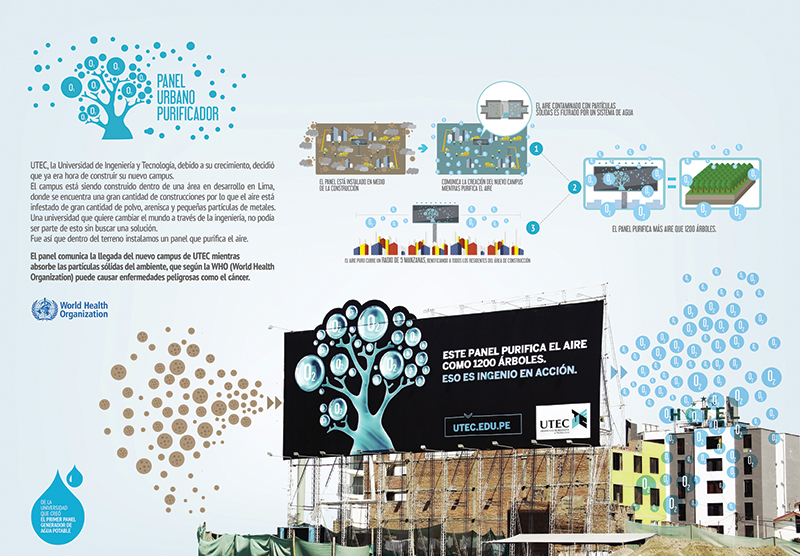 El primer panel publicitario en generar agua potable a partir del aire