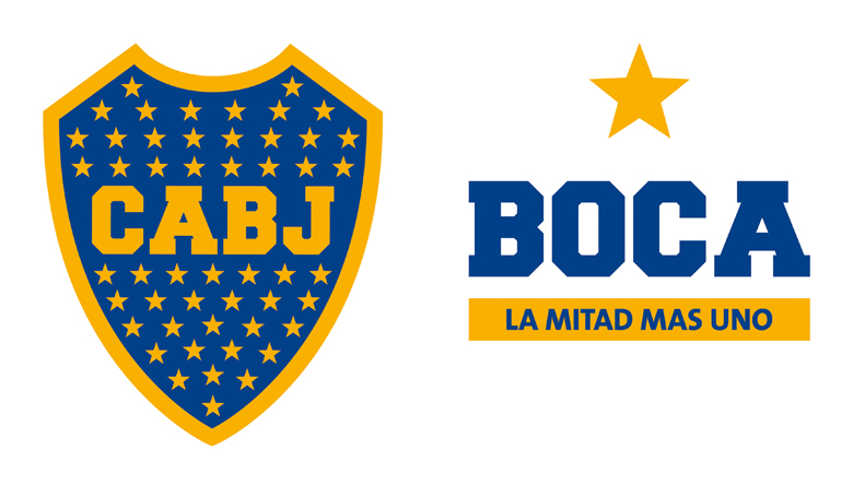 Marca Boca con claim y escudo (fondo blanco)