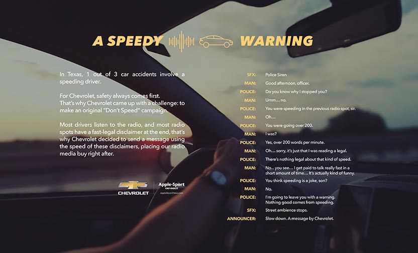 Board - Slow down Chevrolet