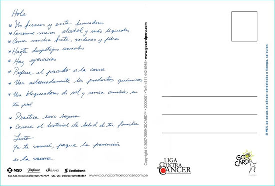 Tarjeta - Reverso
