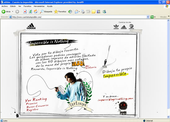 Web Adidas Cuenta tu Imposible
