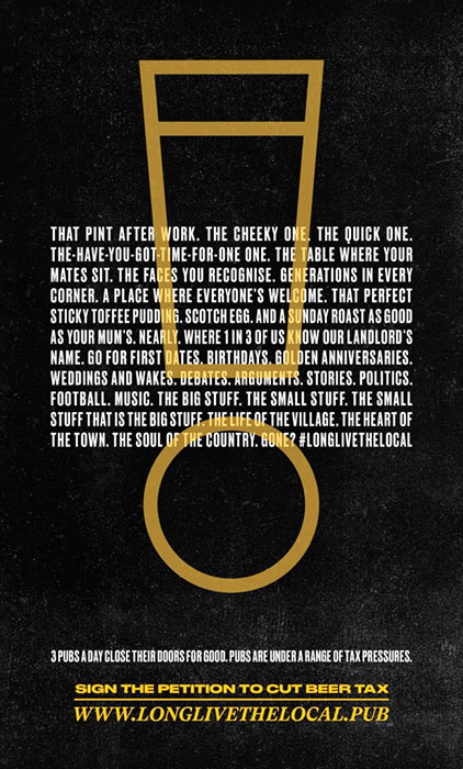Campaña Britains Beer Alliance - #LONGLIVETHELOCAL